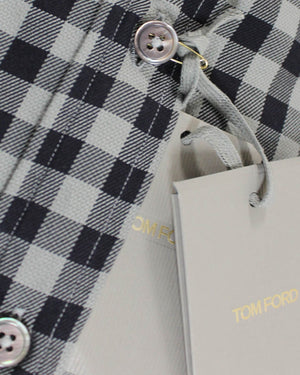 Tom Ford Sport Shirt Gray Black Check Button Dow