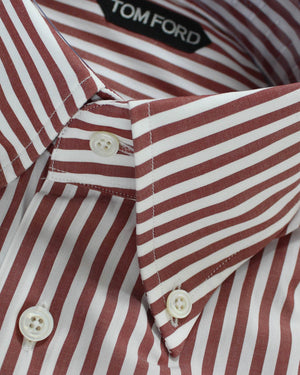 Shirts Tom Ford White Maroon Stripes