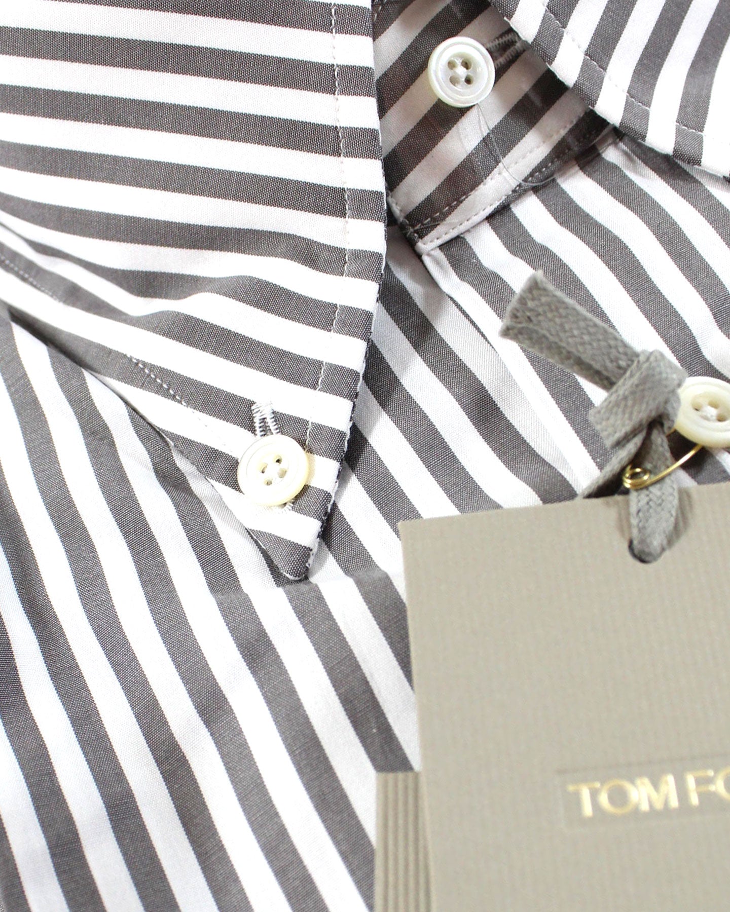 Tom Ford Dress Shirt Gray White Stripes Modern Fit 39 - 15 1/2