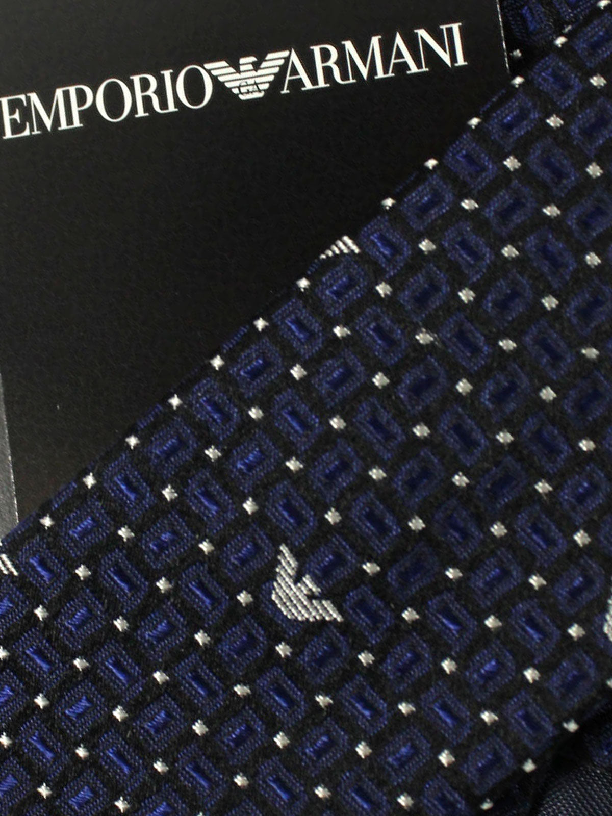 Armani Tie Dark Blue Black Logos