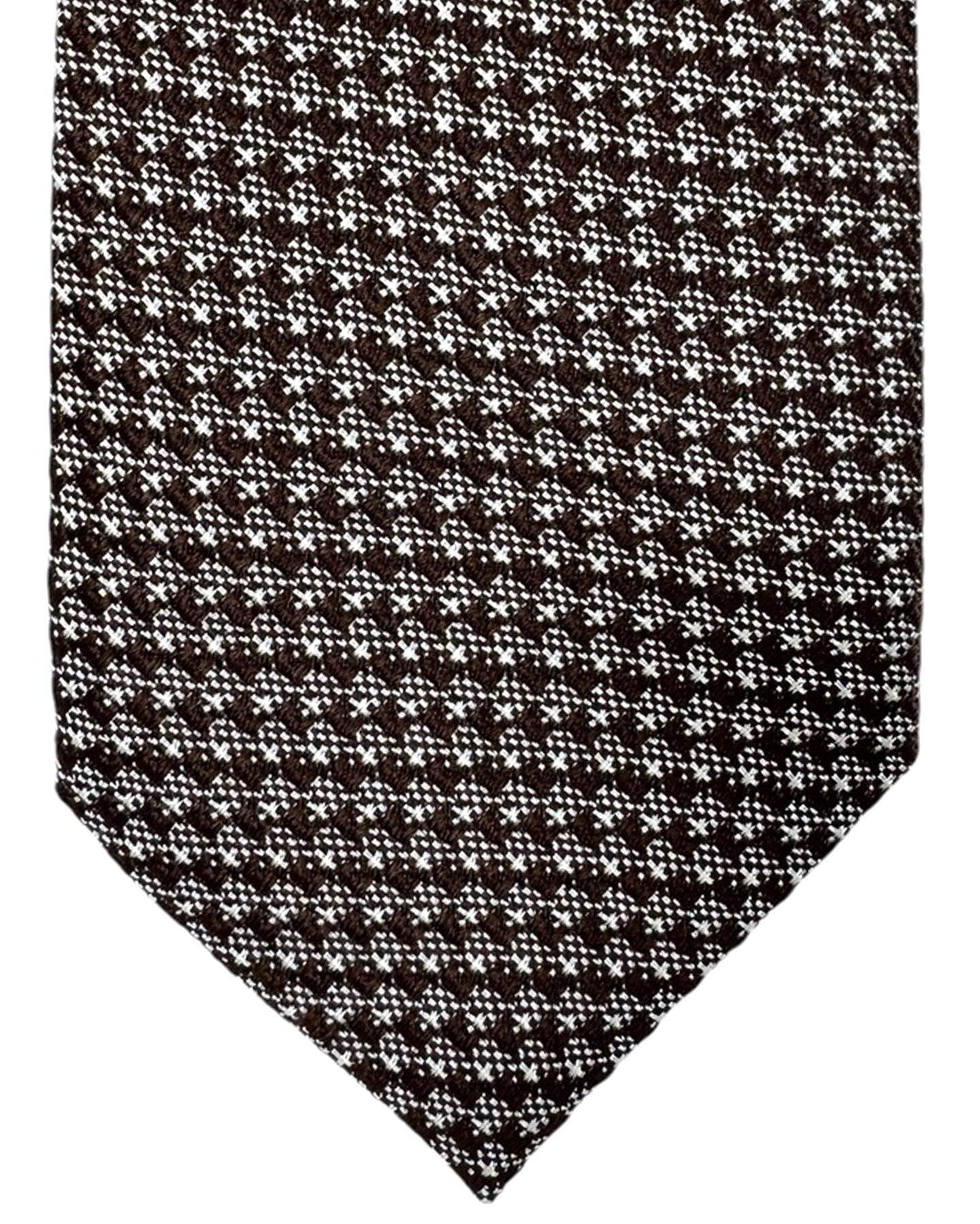 Tom Ford Tie Brown Silver Geometric