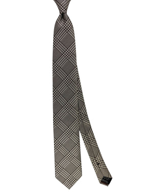 Tom Ford Silk Tie Brown Beige Check Plaid