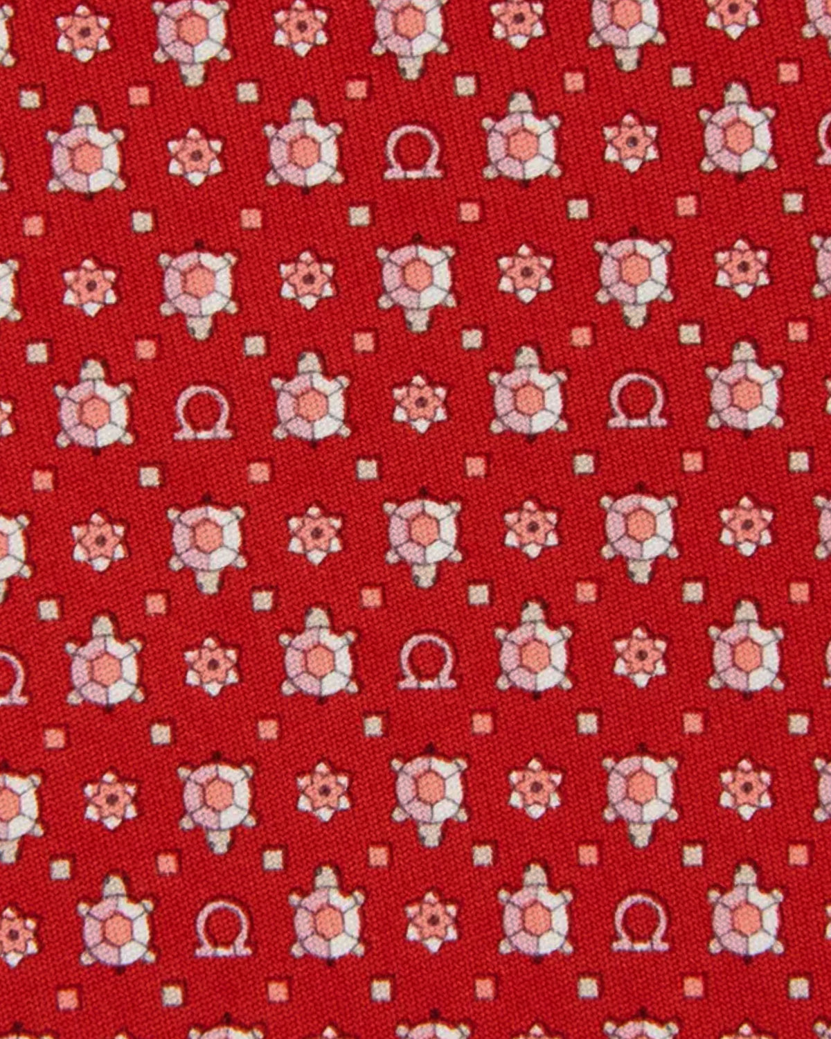 Ferragamo Tie Red Pink Geometric Turtle