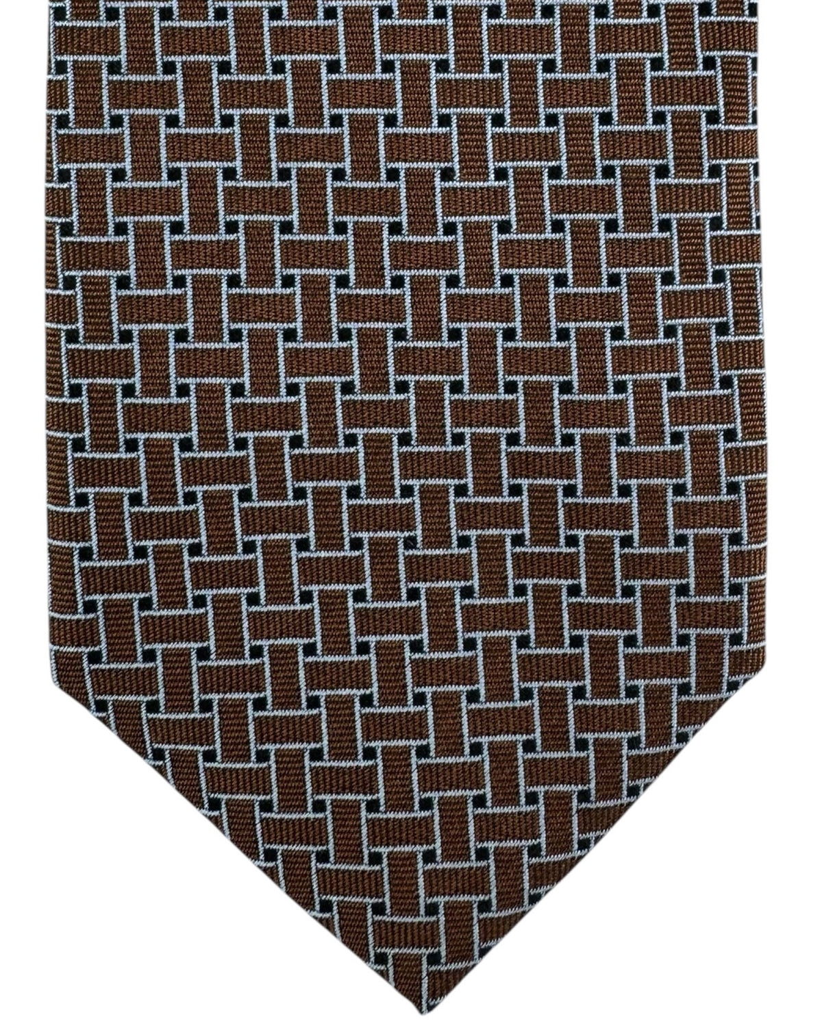 Massimo Valeri 11 Fold Tie Brown Design - Sartorial Elevenfold Necktie