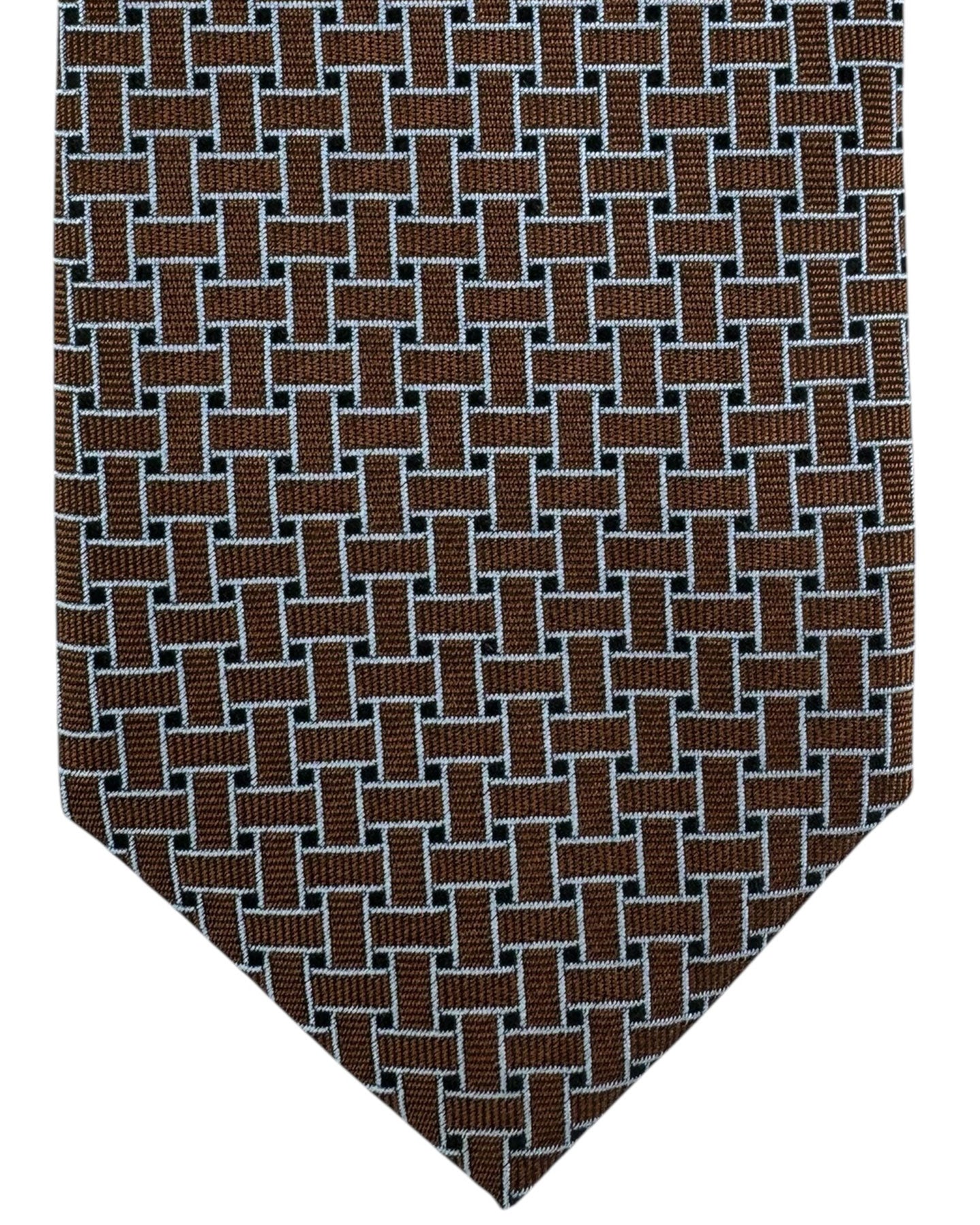 Massimo Valeri 11 Fold Tie Brown Design - Sartorial Elevenfold Necktie