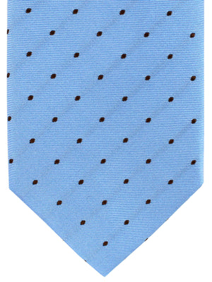 Massimo Valeri Extra Long Tie Sky Blue Brown Dots Hand Made In Italy