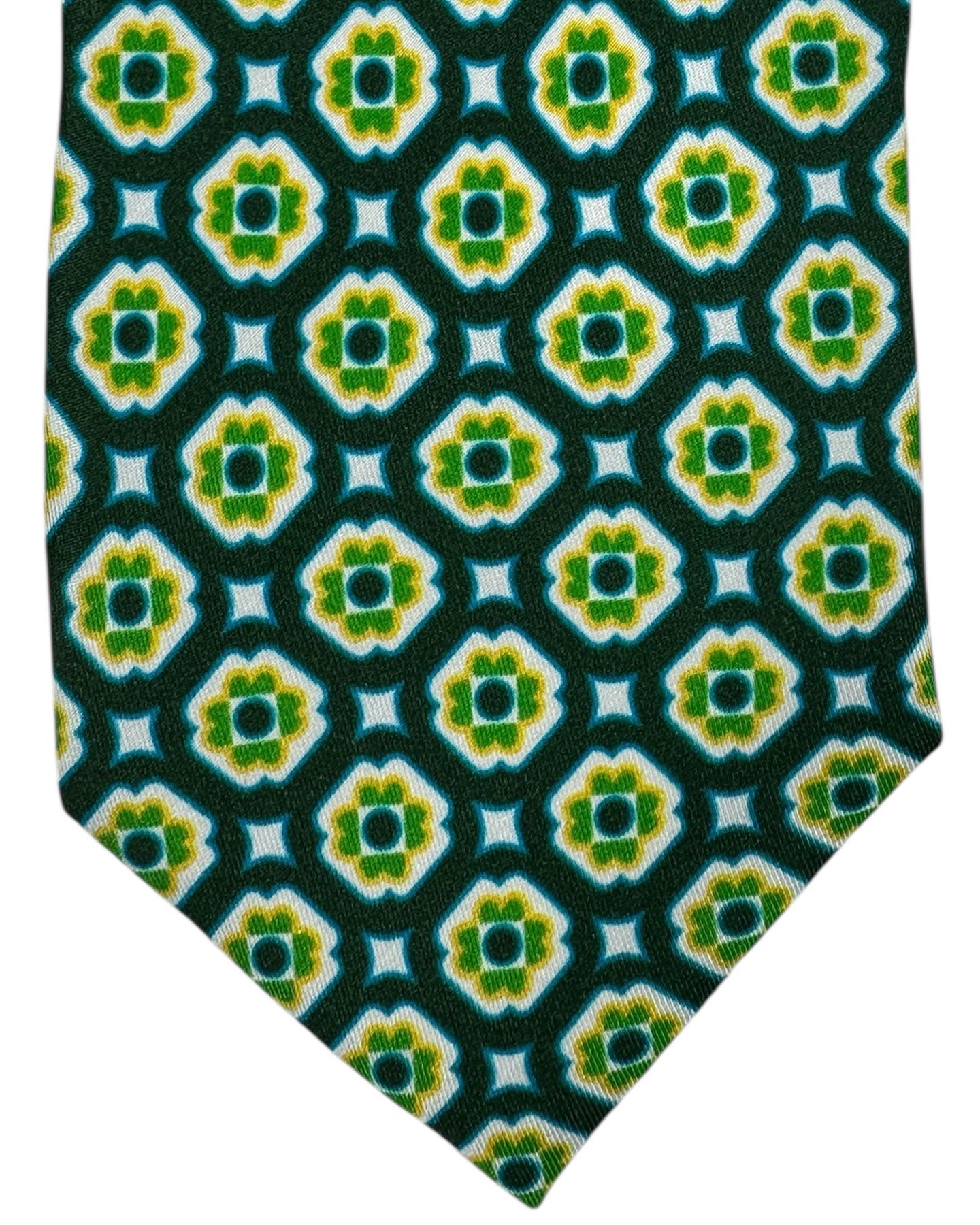 Massimo Valeri Extra Long Tie Green Design - Hand Made In Italy