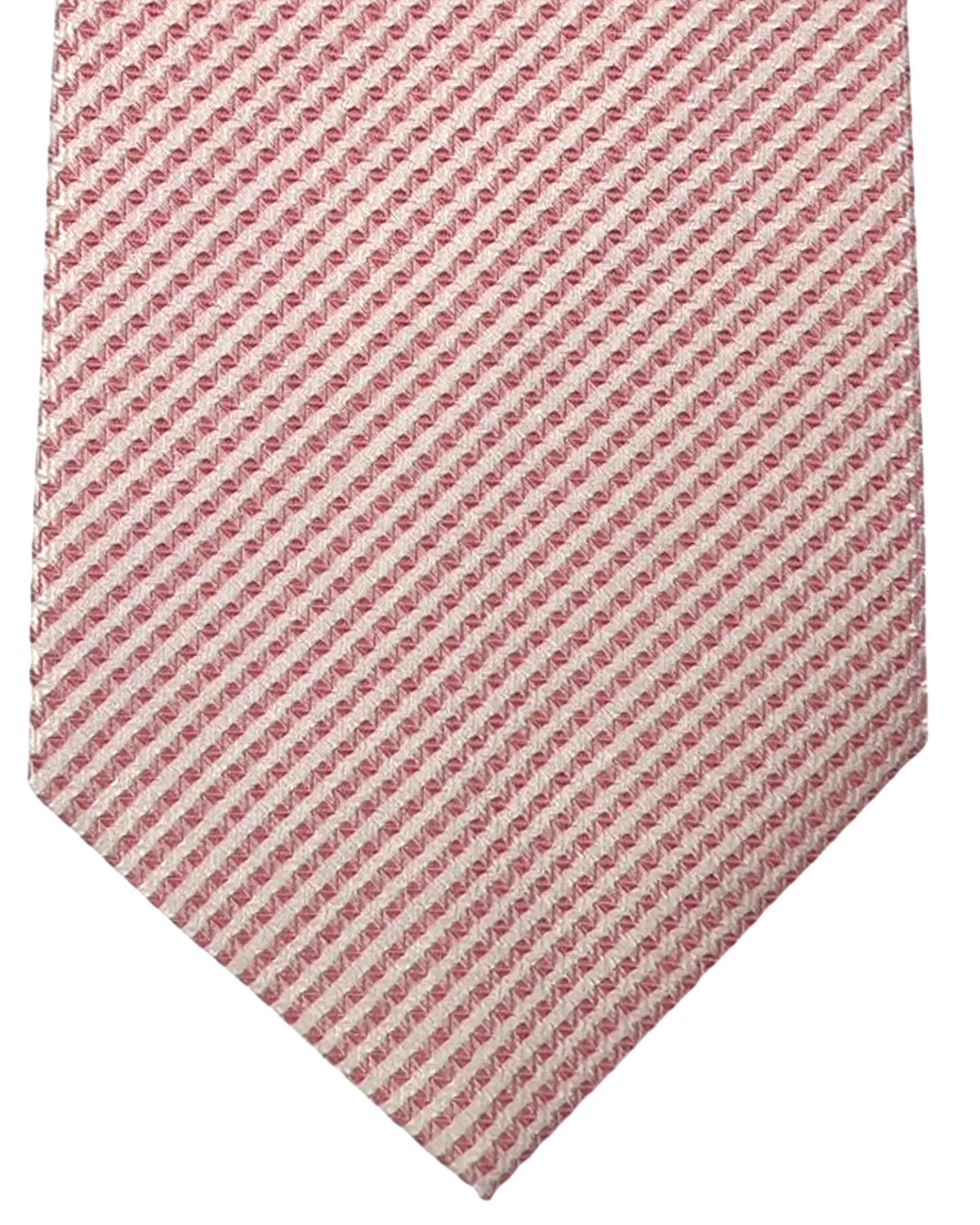 Valextra Silk Tie Pink And White Micro-Check 