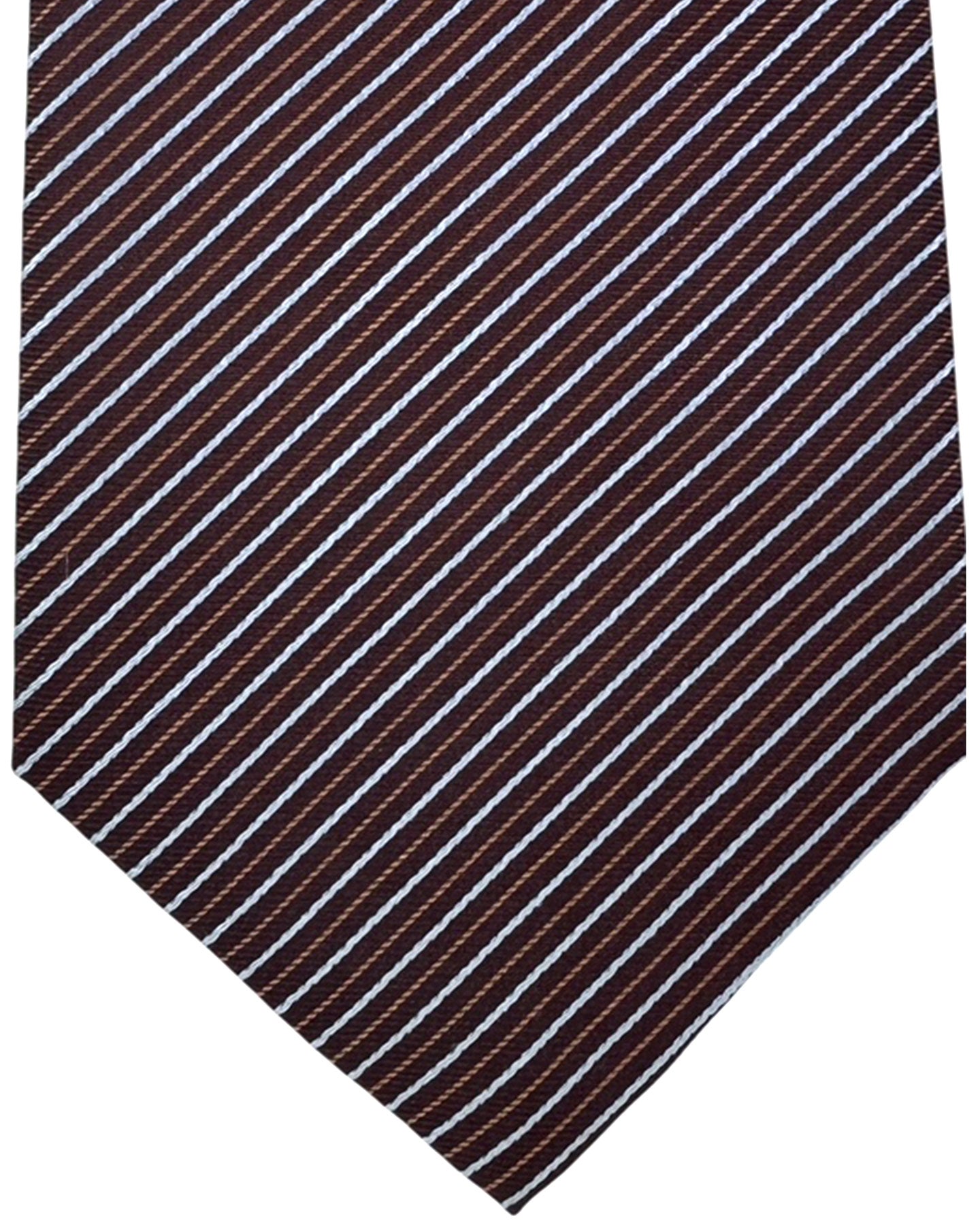 Valextra Silk Tie Maroon Stripes - Wide Necktie