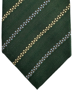 Valextra Tie Green Stripes - Jacquard Silk Wide Necktie