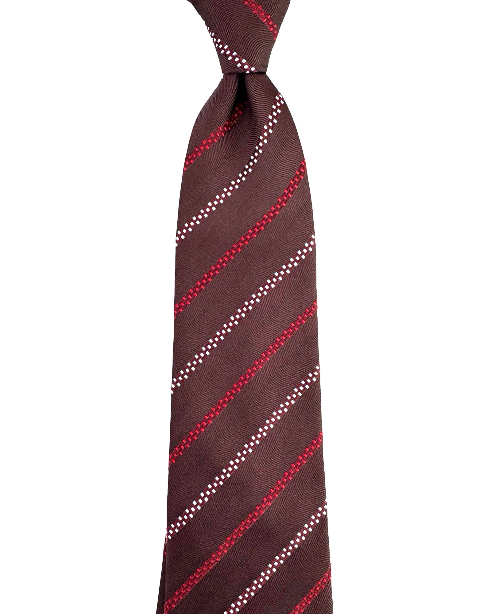 Valextra Tie Bordeaux Stripes - Jacquard Silk Wide Necktie