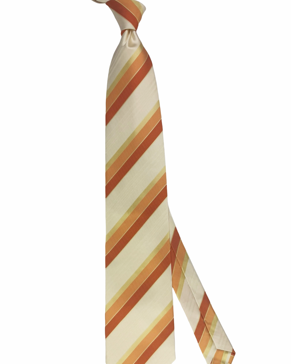 Valextra Silk Tie Orange White Stripes Design - Wide Necktie