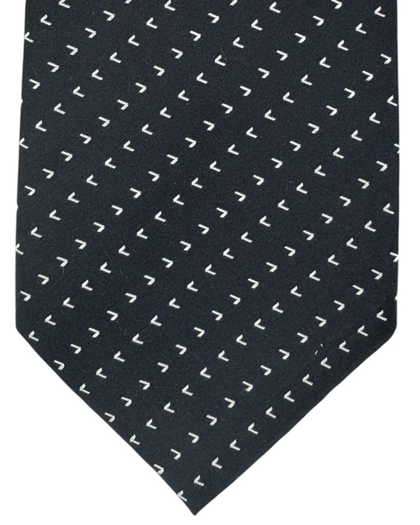 Valextra Silk Tie Black Silver Arrows - Wide Necktie SALE