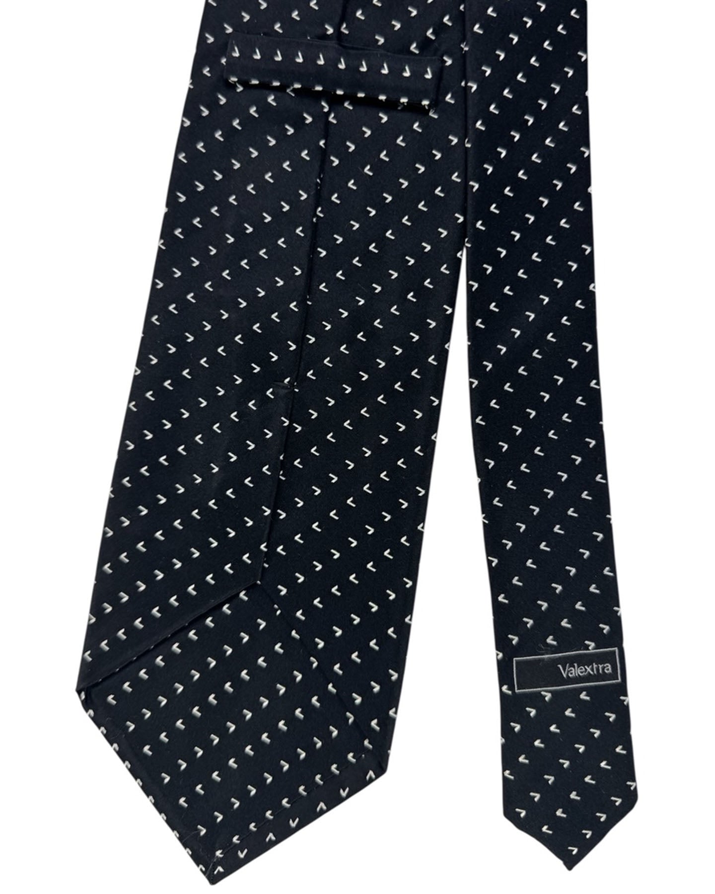 Valextra Silk Tie Black Silver Arrows - Wide Necktie SALE