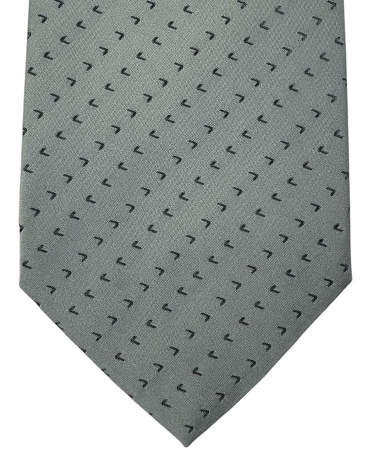 Valextra Silk Tie Gray With Black Directional Arrows - Wide Necktie CYBER MONDAY SALE