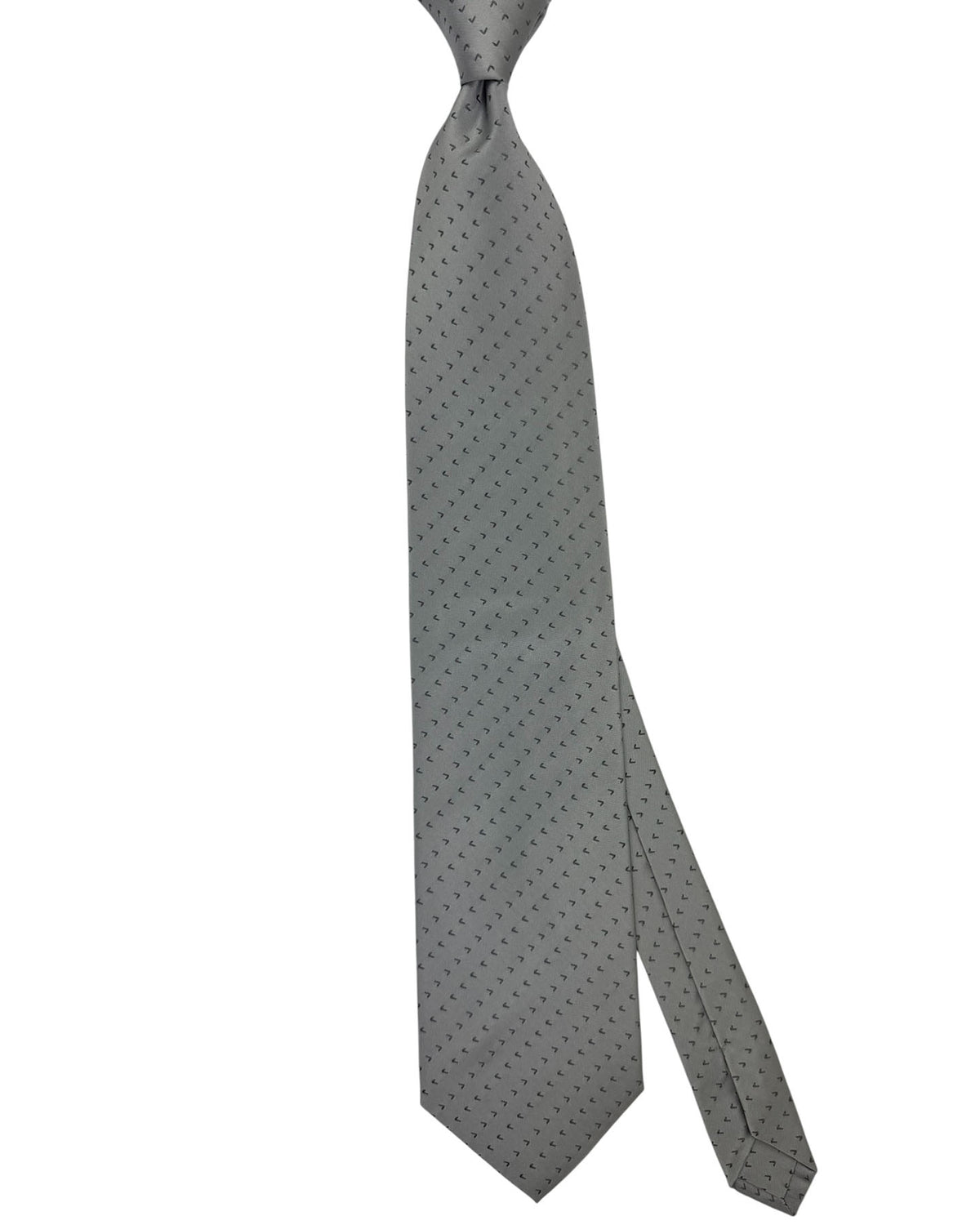 Valextra Silk Tie Gray With Black Directional Arrows - Wide Necktie CYBER MONDAY SALE
