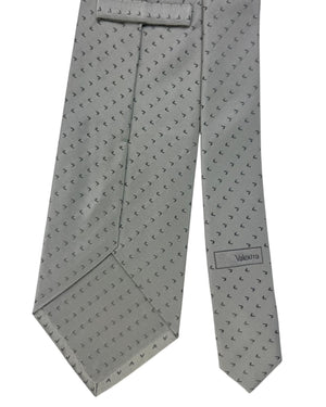 Valextra Silk Tie Gray With Black Directional Arrows - Wide Necktie