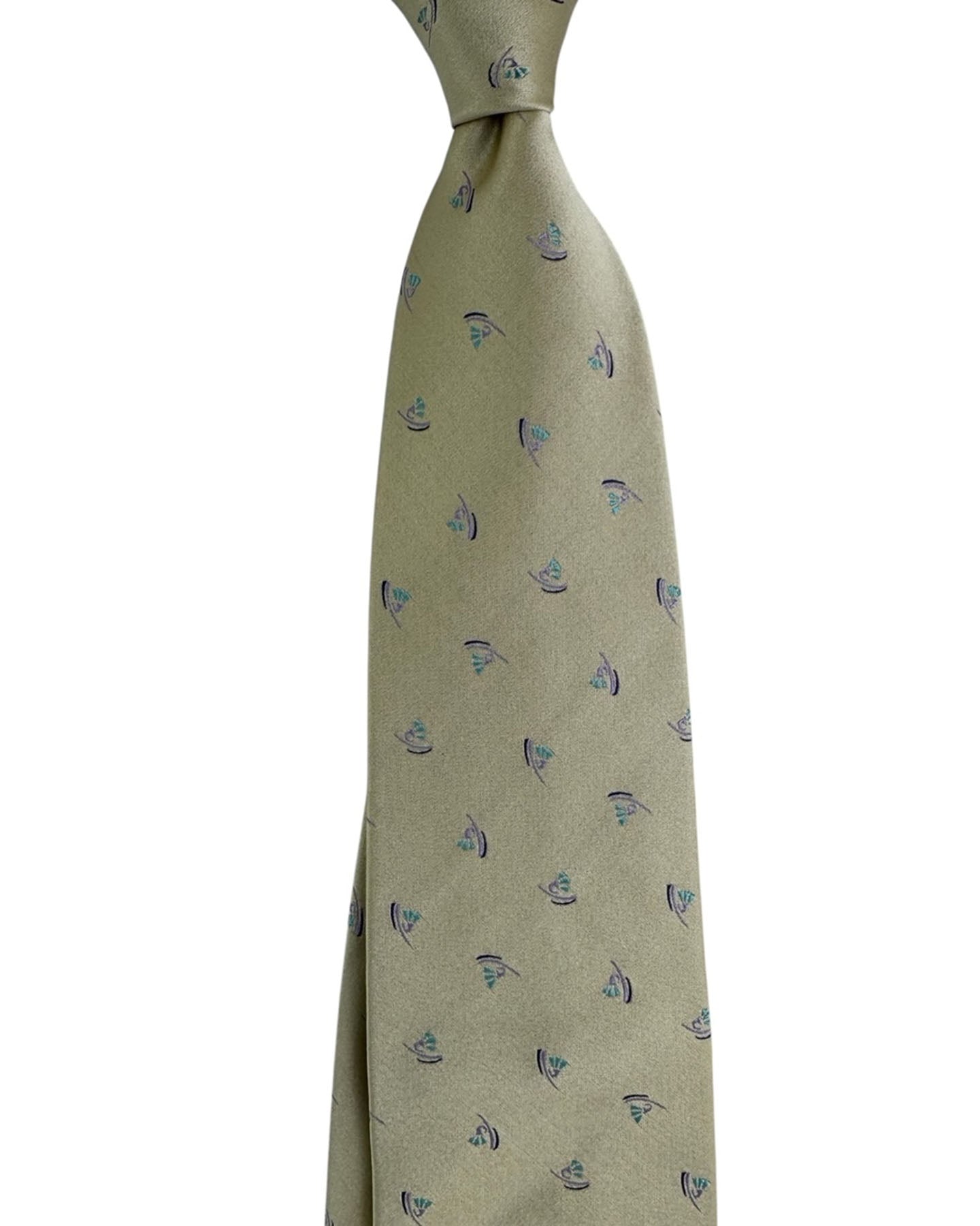 Valextra Silk Tie Beige Design - Wide Necktie