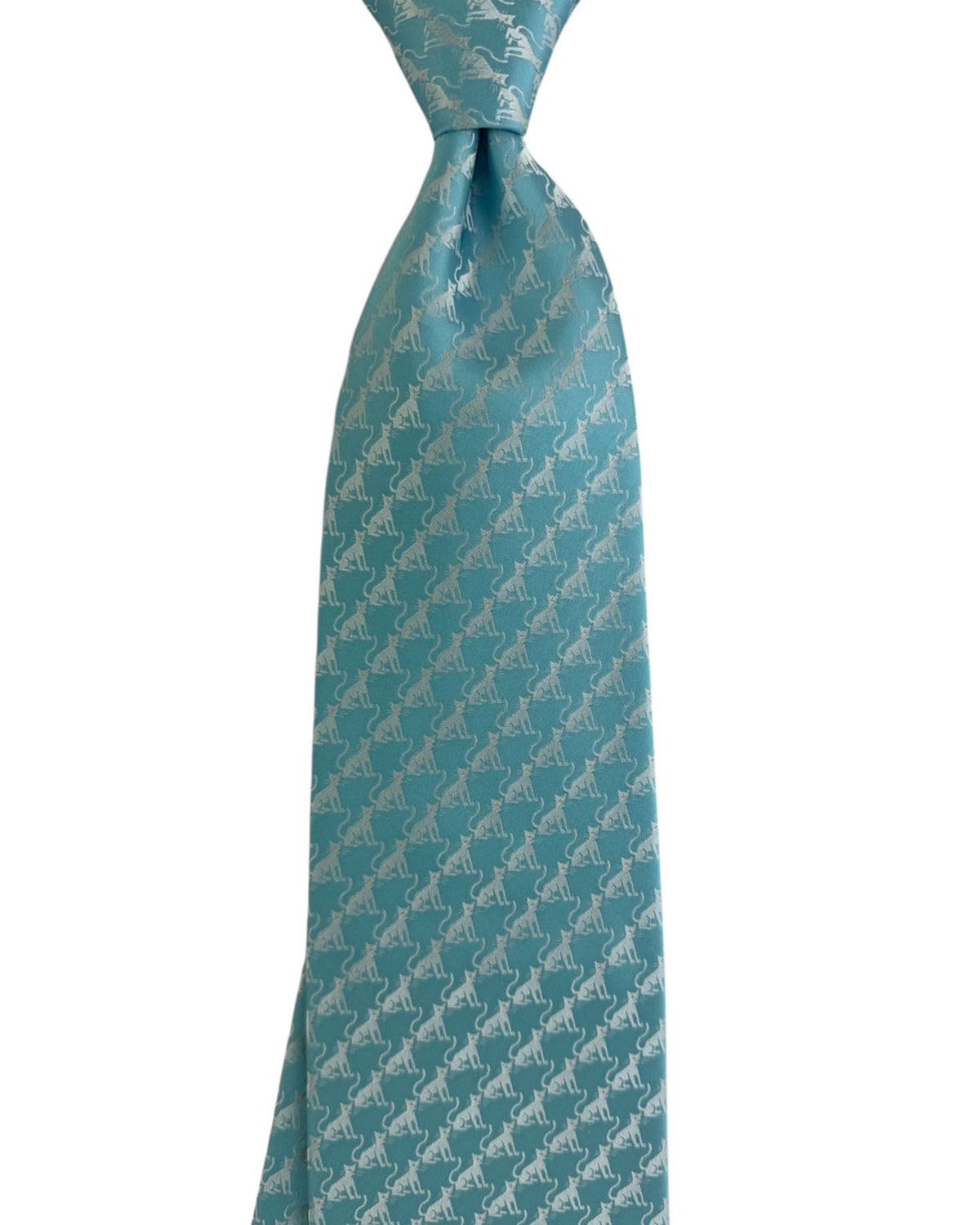 Valextra Silk Tie Blue Cat Motif Design - Wide Novelty Necktie SALE