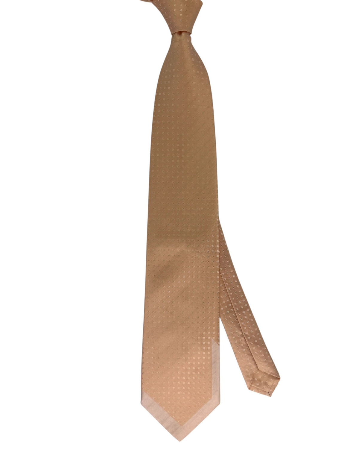 Valextra Silk Peach With Custom Gray Silver Edge Design - Wide Necktie