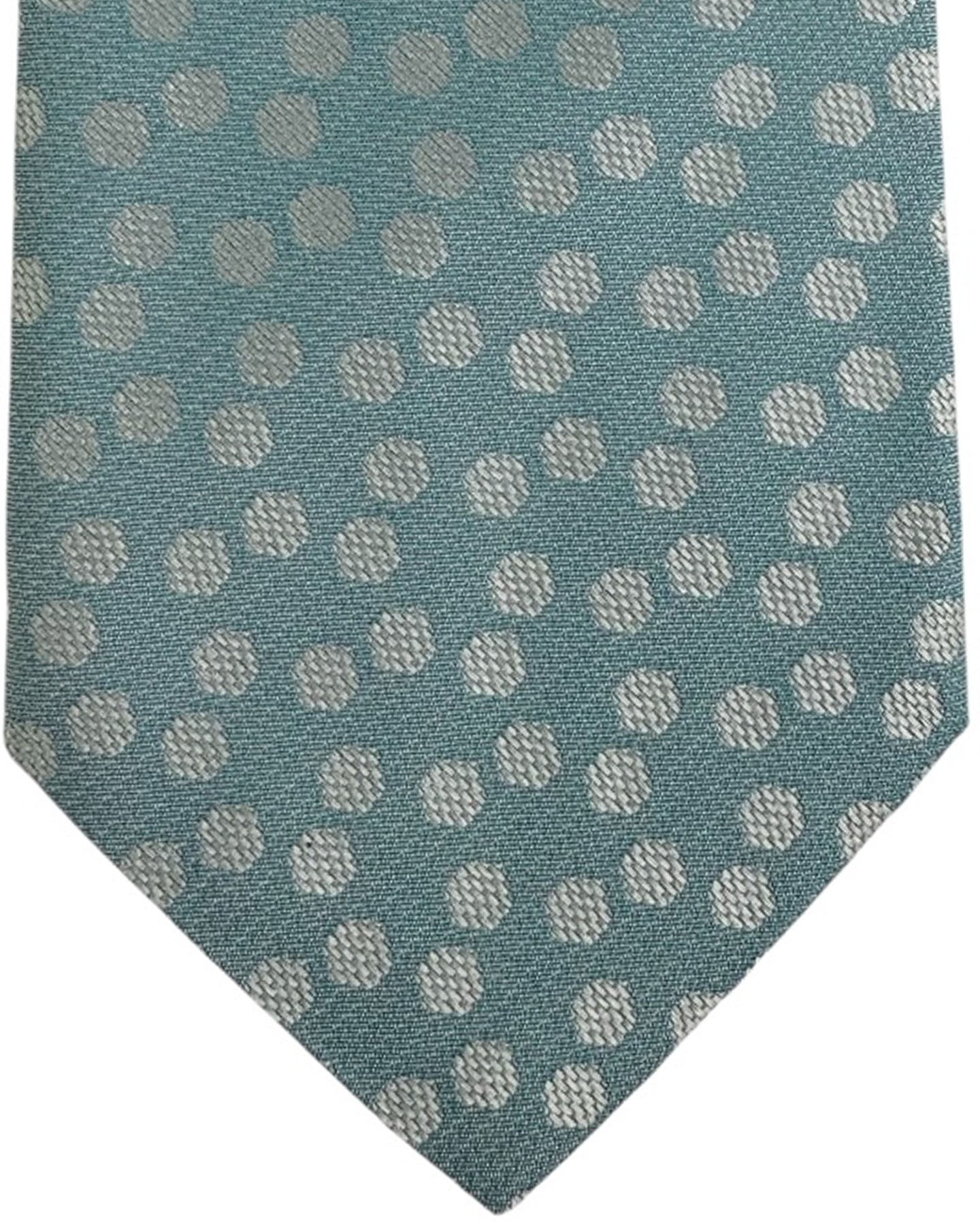 Valextra Silk Tie Blue Gray Silver Hexagon Design - Wide Necktie FINAL SALE