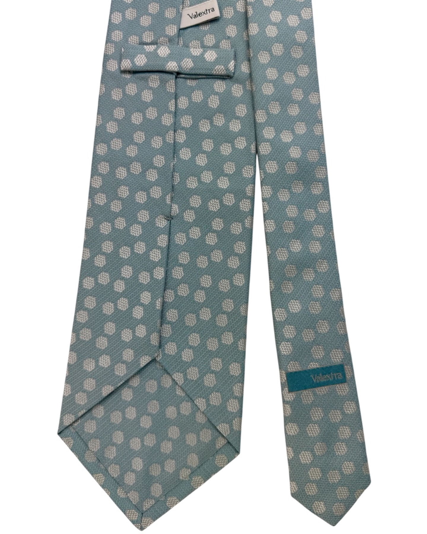 Valextra Silk Tie Blue Gray Silver Hexagon Design - Wide Necktie FINAL SALE