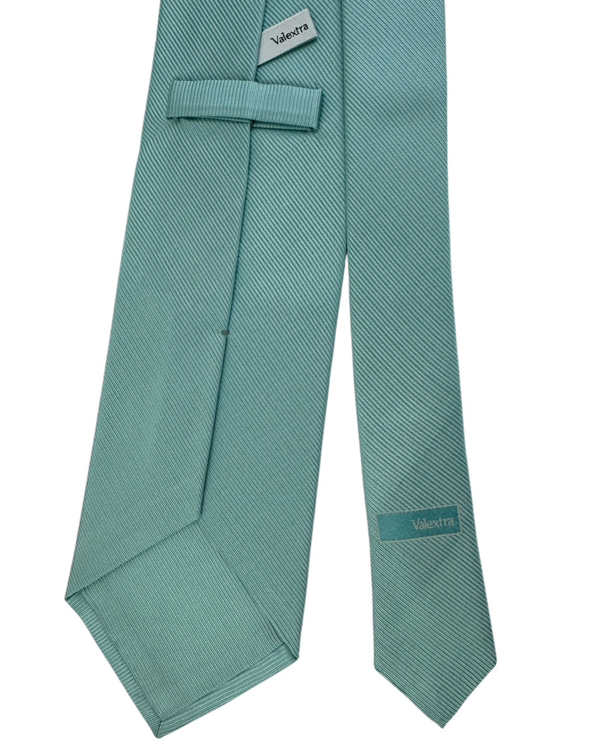 Valextra Silk Tie Solid Teal Ribbed - Wide Necktie