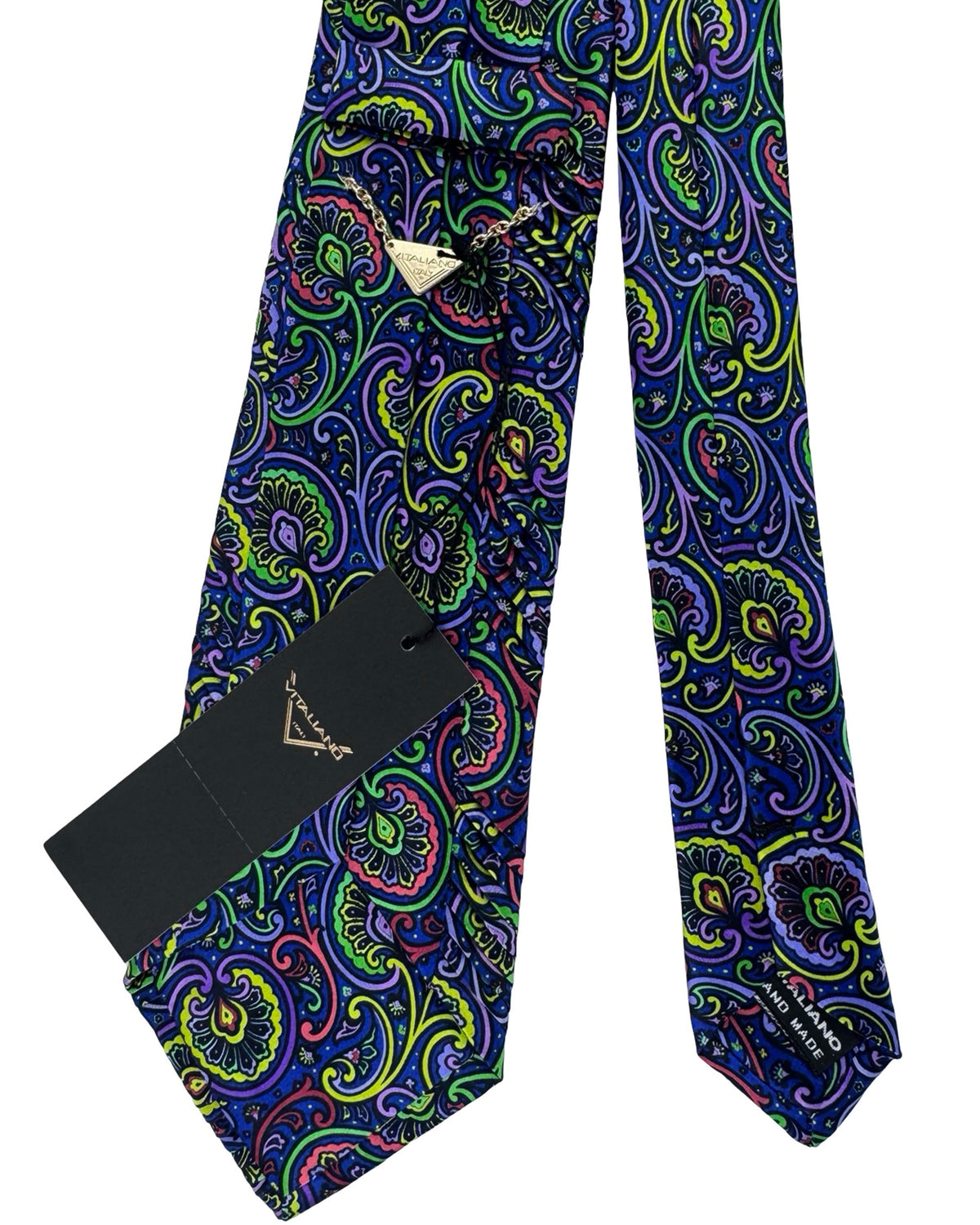Midnight Blue Lime Yellow Tie
