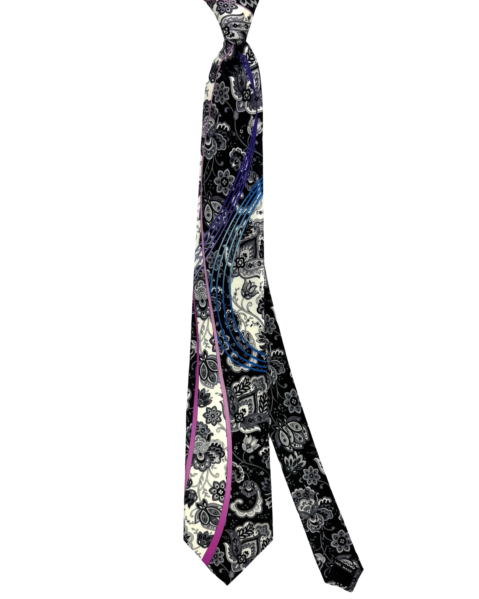 Vitaliano Pancaldi Tie Black Gray Ornamental