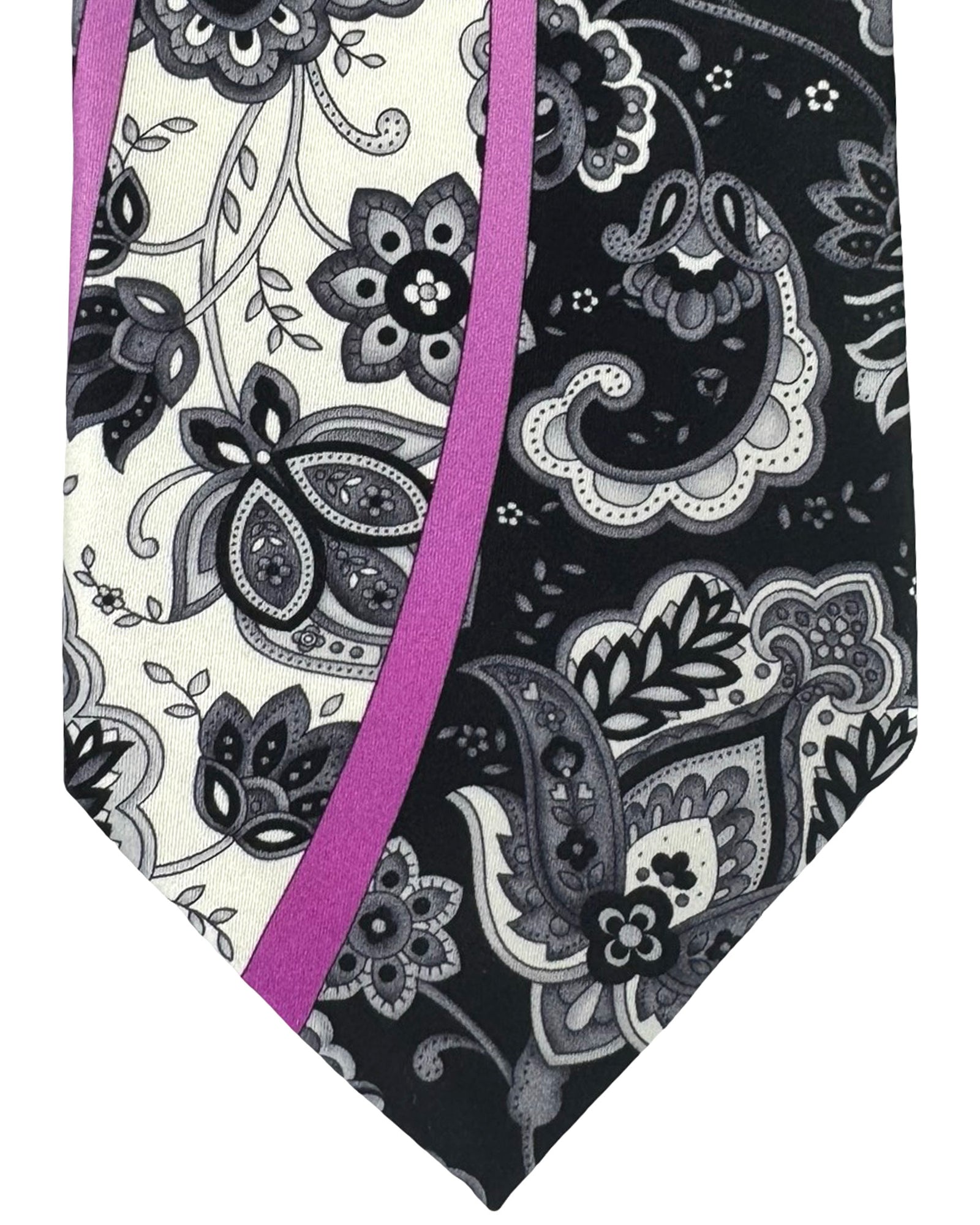 Vitaliano Pancaldi Tie Black Gray Ornamental