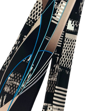 Vitaliano Pancaldi Silk Tie Black Brown Taupe Aqua SPECIAL ORDER
