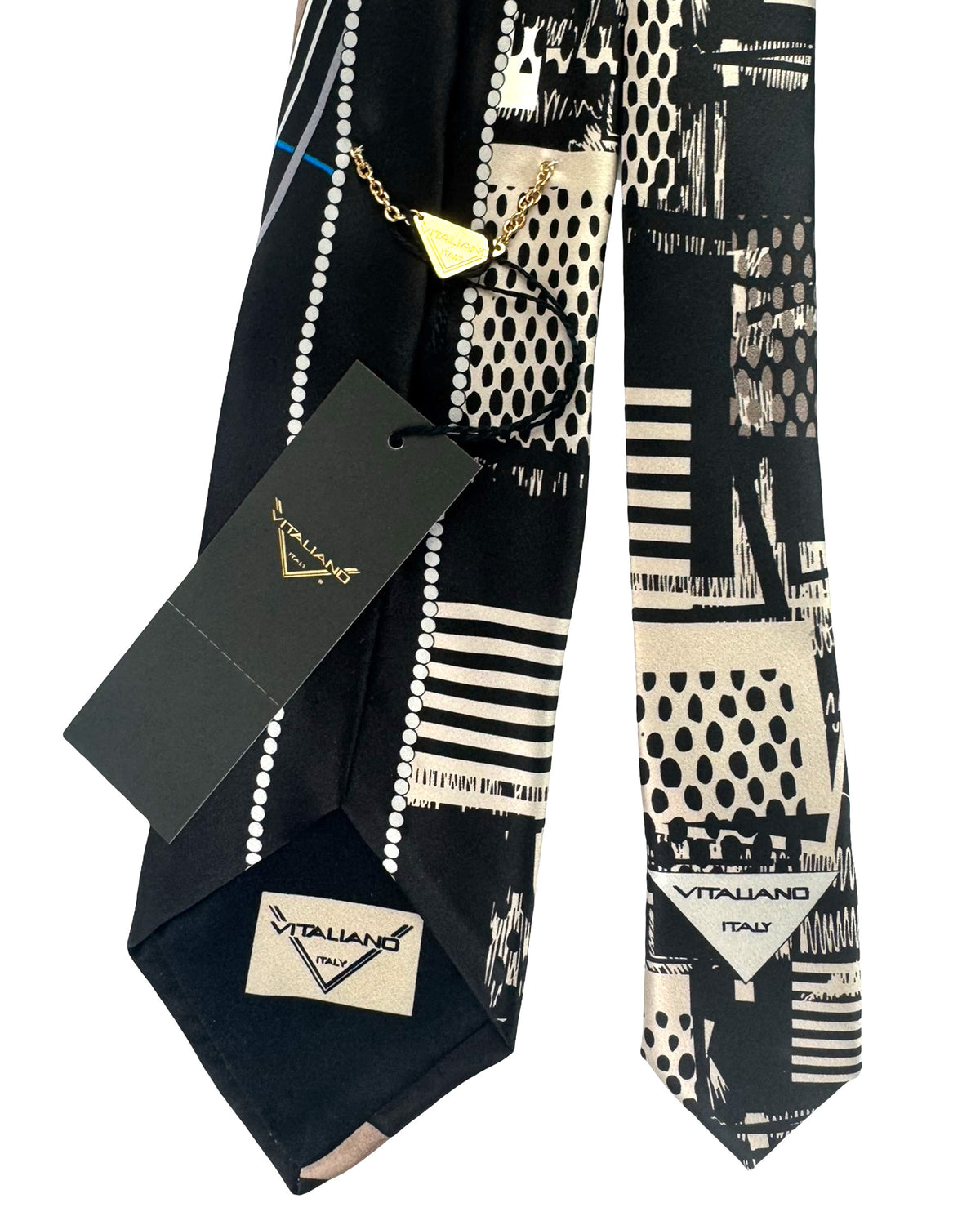 Vitaliano Pancaldi Silk Tie Black Brown Taupe Aqua SPECIAL ORDER
