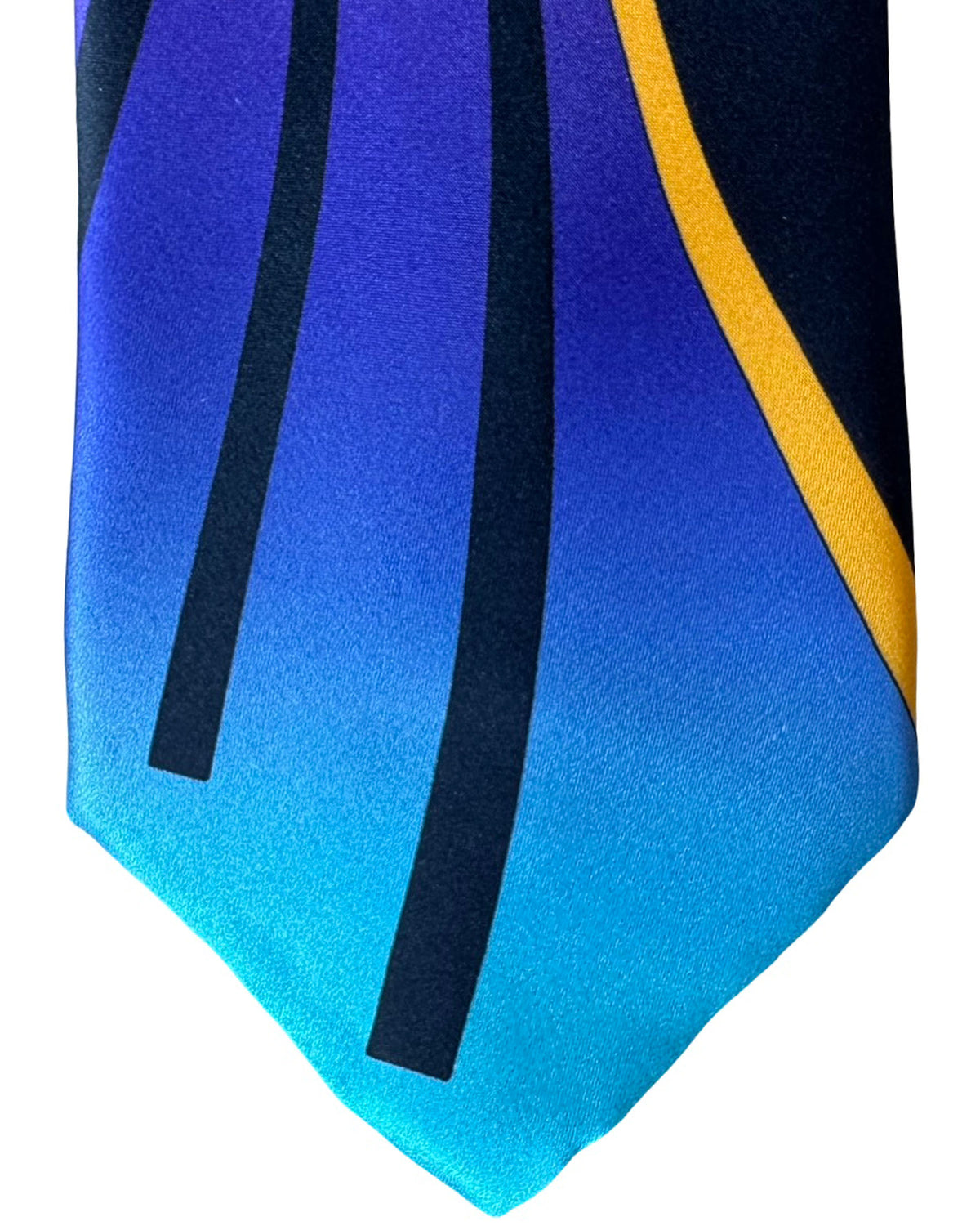 Vitaliano Pancaldi Silk Tie Black Rainbow Colored Swirls