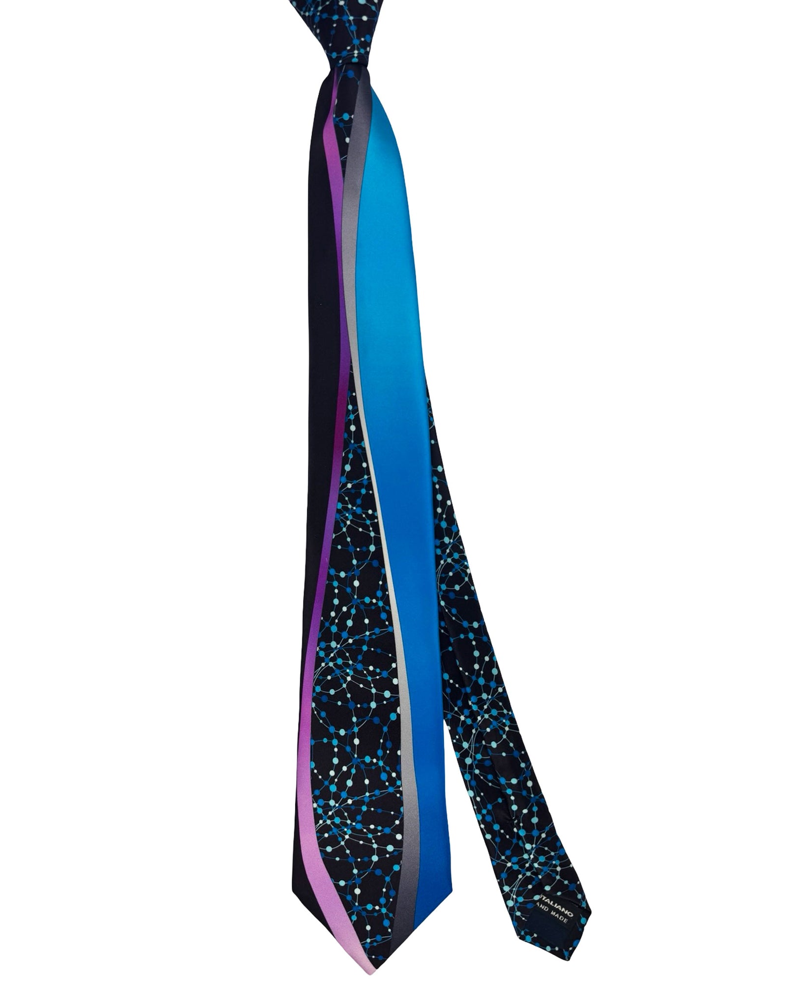 Vitaliano Pancaldi Tie Black Blue Purple Swirl & Dots