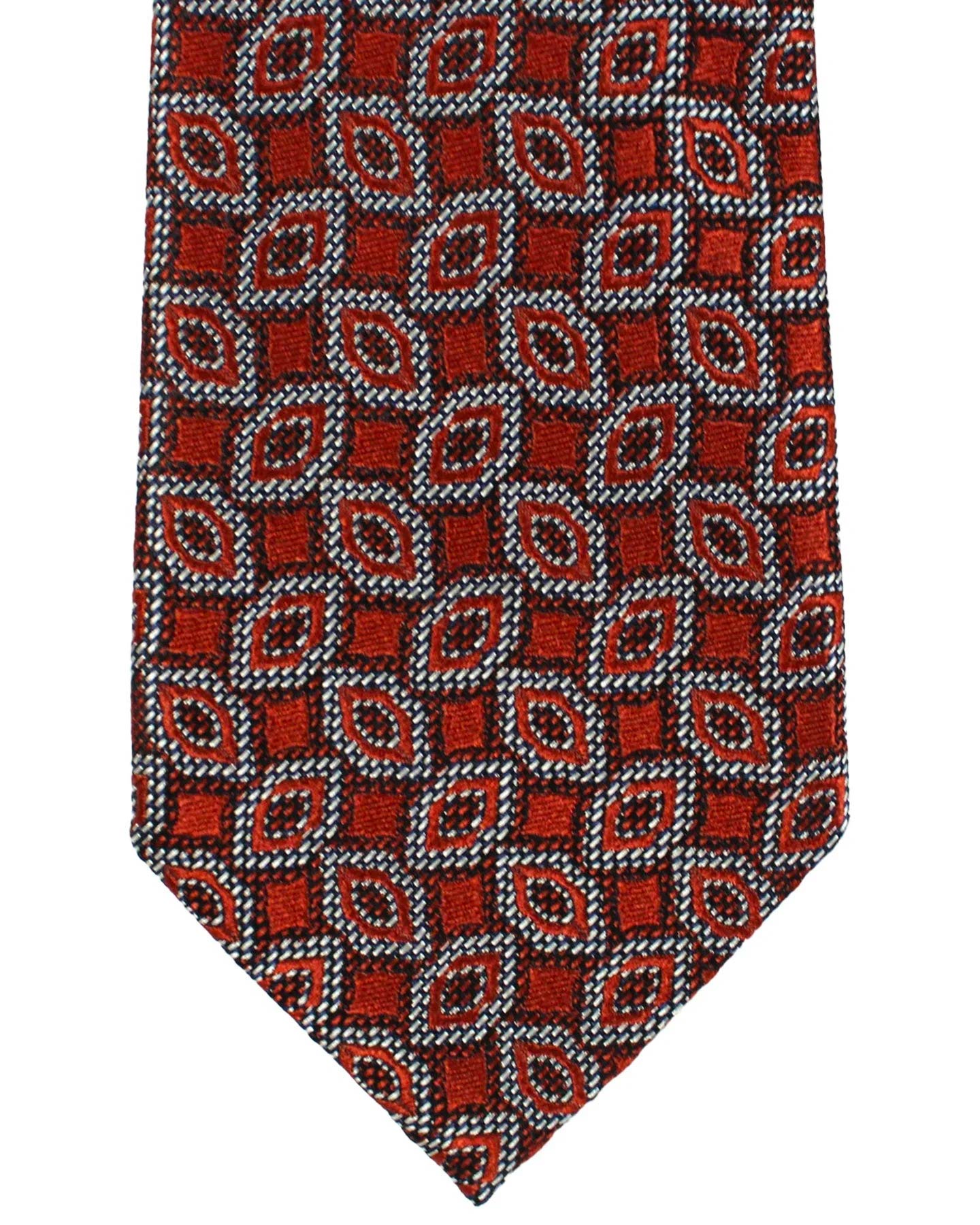 Zegna Tie Rust Brown Geometric Narrow Cut FINAL SALE