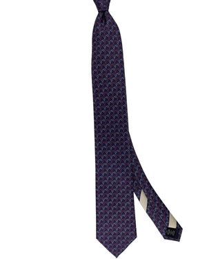 Ermenegildo Zegna Tie Navy Chain Pattern Tie Geometric