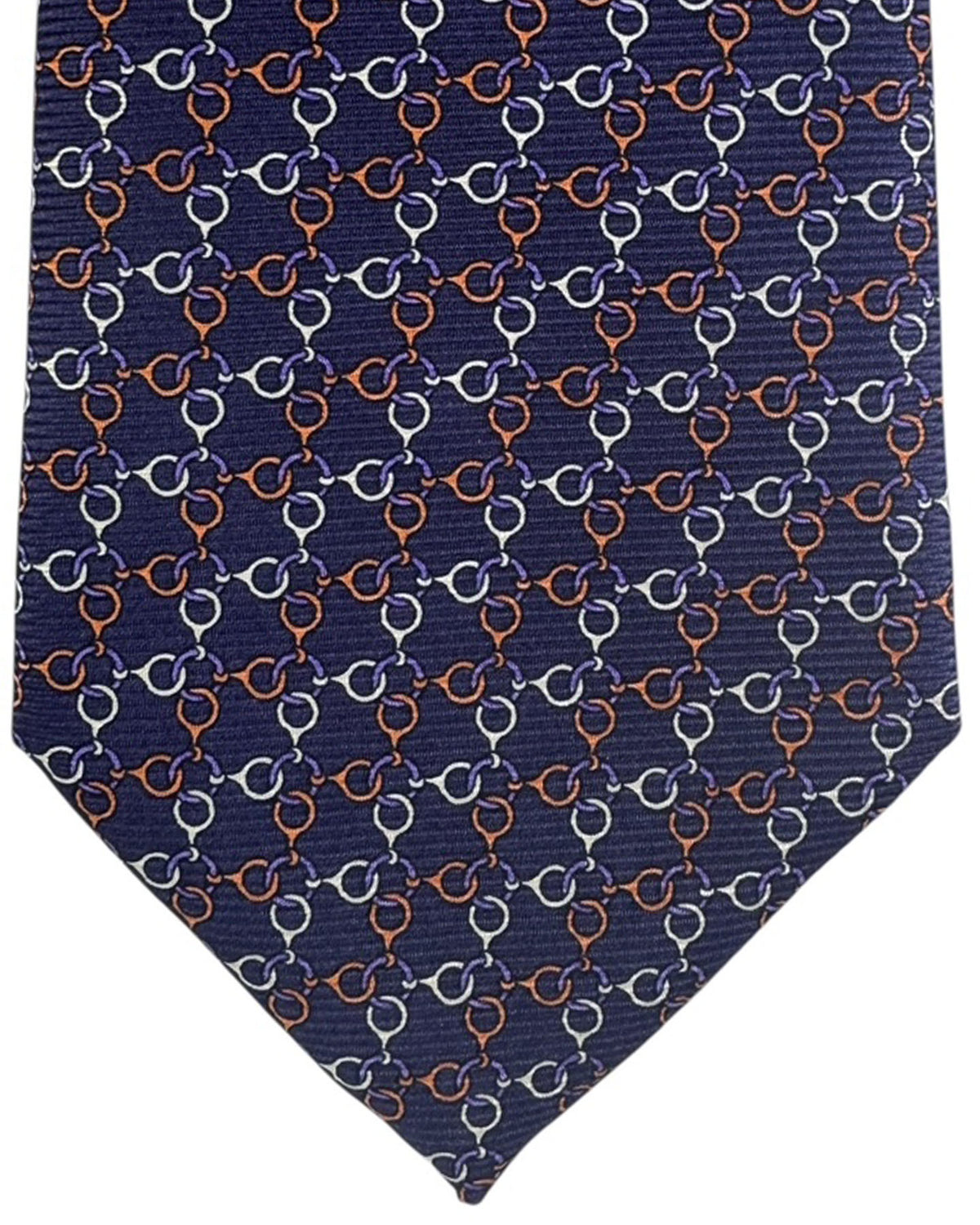 Ermenegildo Zegna Tie Navy Chain Pattern Tie Geometric