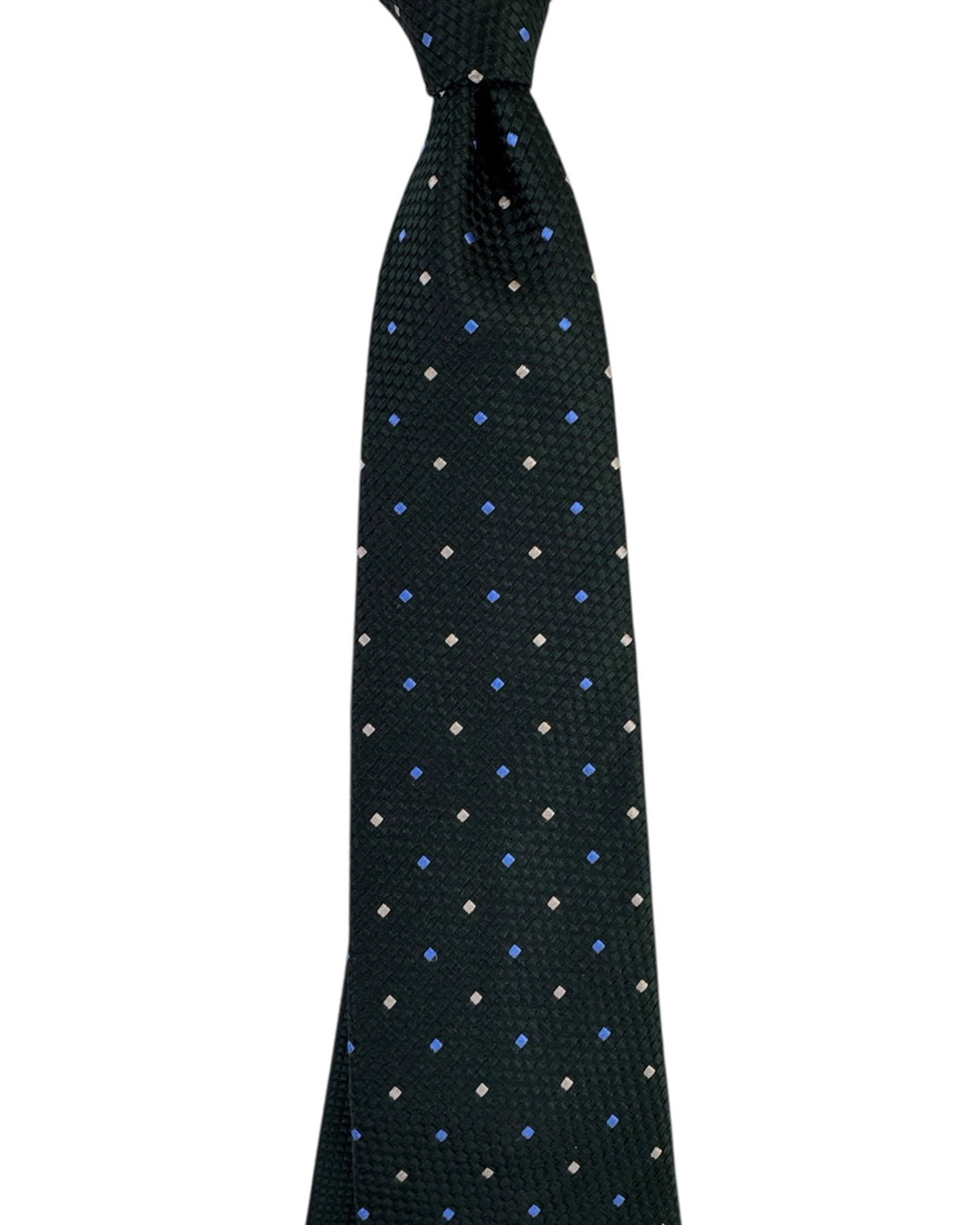 Ermenegildo Zegna Tie Sevenfold - Forest Green Square Dot Pattern