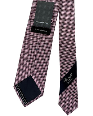 Ermenegildo Zegna Tie Pink Black Diagonal Houndstooth