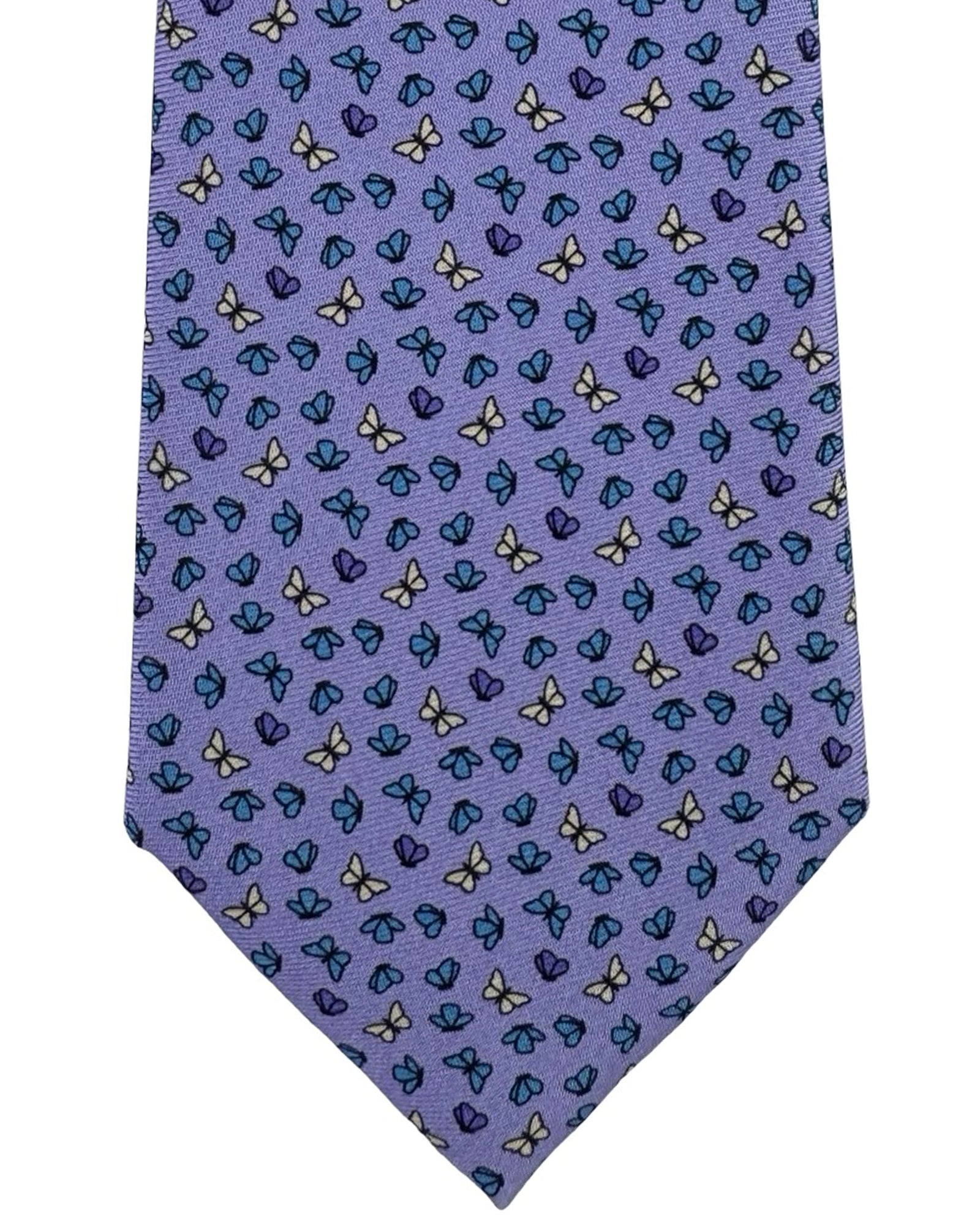 Ermenegildo Zegna Silk Tie Lavender Butterfly Pattern - Narrow Cut