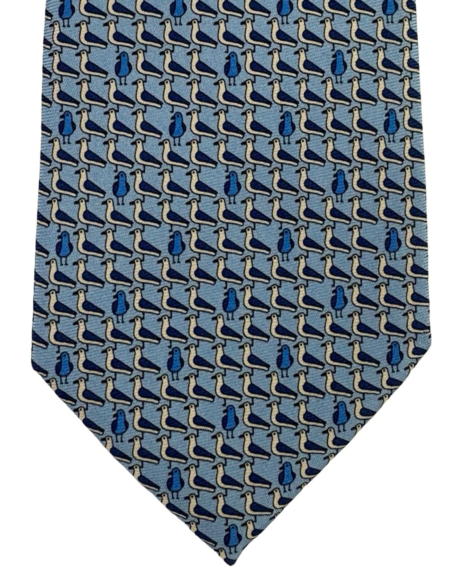 Ermenegildo Zegna Silk Tie Light Blue Seagull Novelty