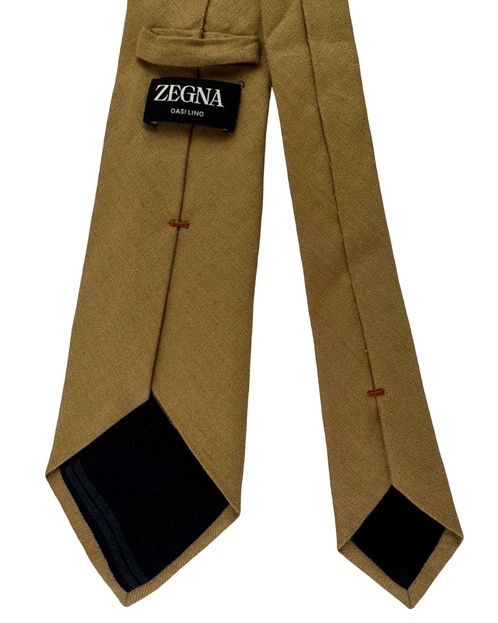 Ermenegildo Zegna Tie Camel Brown Textured Solid