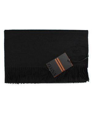 Ermenegildo Zegna Scarf Oasi Cashmere Solid Black BLACK FRIDAY SALE