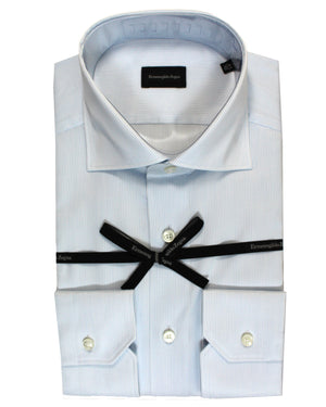 Ermenegildo Zegna Dress Shirt White Blue Stripes 