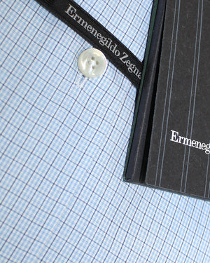 Ermenegildo Zegna Dress Shirt White Blue Black 