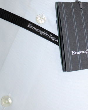 Ermenegildo Zegna Dress Shirt Light Blue Stripes Design 40 - 15 3/4
