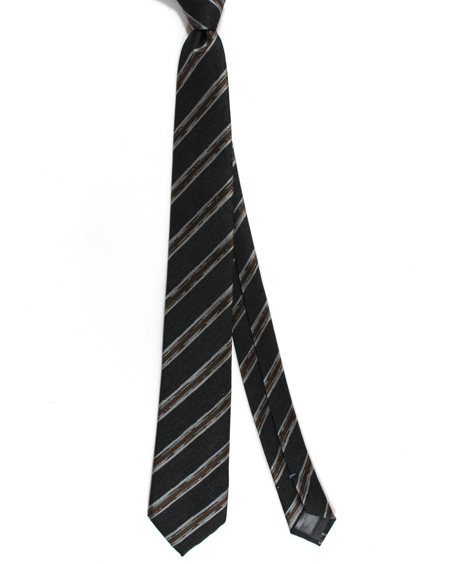 Ermenegildo Zegna Tie Dark Blue Brown Stripes Narrow Cut
