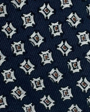 Ermenegildo Zegna Tie Midnight Blue Brown Silver Design
