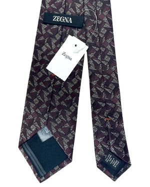 Ermenegildo Zegna Silk tie Brown Triangles Geometrically  SALE