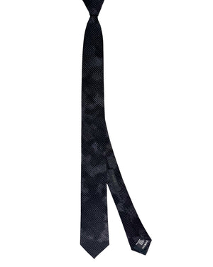 Z Zegna Tie Gray Black Design - Cotton Skinny Necktie